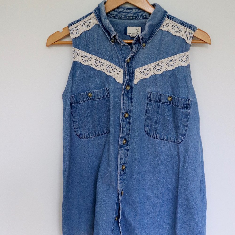 Urban Renewal Denim Button Down Tank